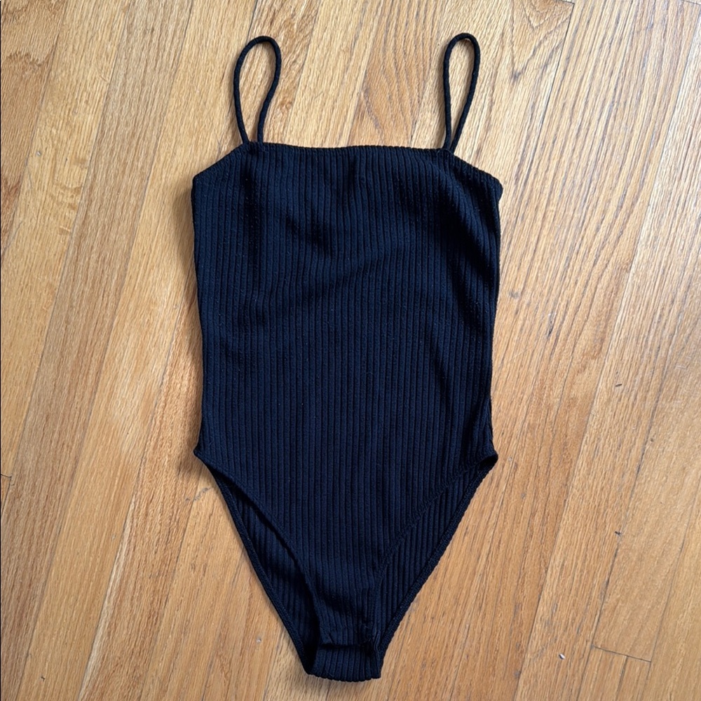 Black Ribbed Topshop Bodysuit